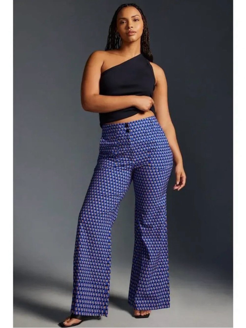 Maeve Purple Geometric Naomi Wide-Leg Flare Pants size 2